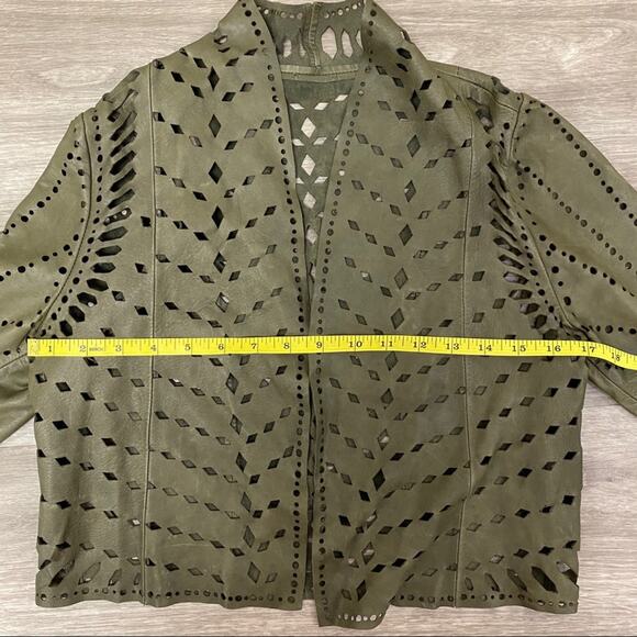 Haute Hippie Laser Cut Shrug Jacket Olive XS - Picture 10 of 12